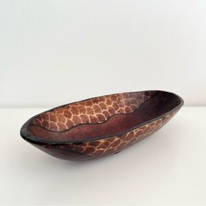 Vintage African Hand Carved by Kenya Craftsmen Long Wood Bowl Giraffe Animal